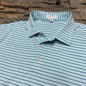 Peter Millar Summer Comfort Golf Polo Shirt Mens XL Blue Striped Lightweight